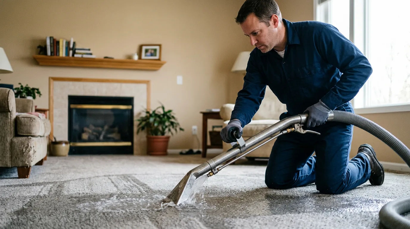 Water damage restoration technician working near Carlisle, AR